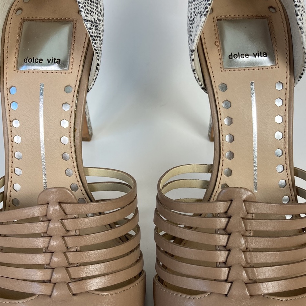Dolce Vita Tan & Snakeskin Point Toe Stiletto - Picture 4 of 13